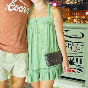 Green Ruffled Sleeveless Dress Free People